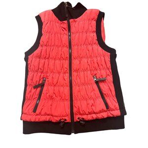 Calvin Klein Performance Ruched Vest Sz L Red Black Side Pockets